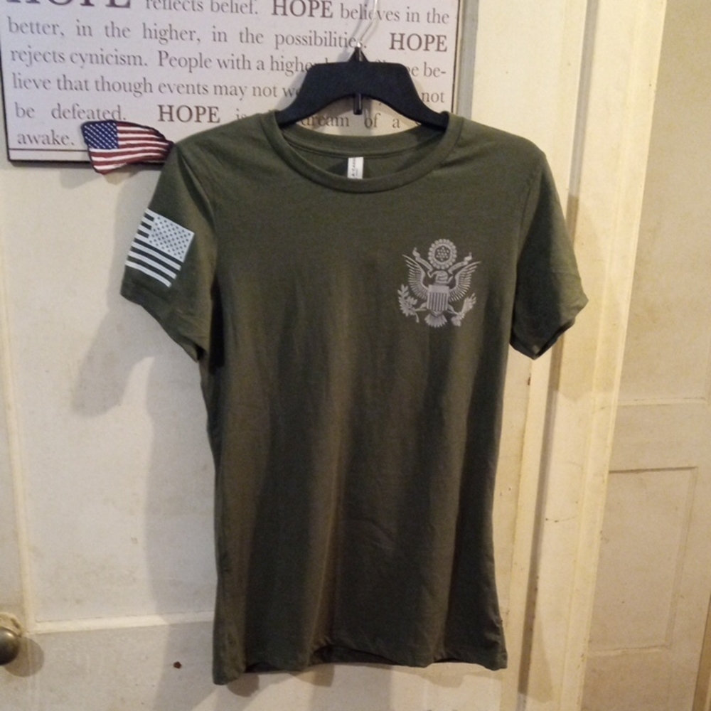 Tactical Pro Supply-"Land Of The Free" S/S Army Green T-Shirt Women's XL..NWT